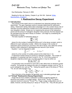 EAS 302 Lab 2 Radioactive Decay, Isochrons and Geologic Time I
