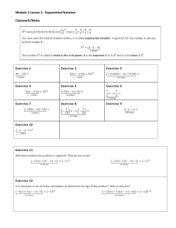Module 1-‐Lesson 1: Exponential Notation Classwork/Notes