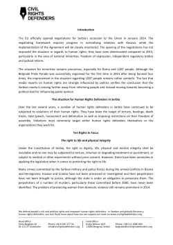 Introduction The EU officially opened negotiations for Serbia`s