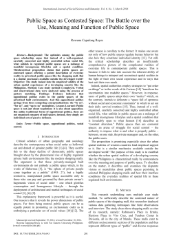 Public Space as Contested Space - International Journal of Social