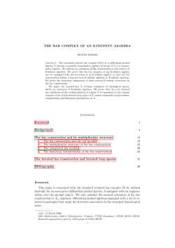 THE BAR COMPLEX OF AN E-INFINITY ALGEBRA Contents