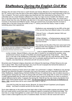 Shaftesbury During the English Civil War