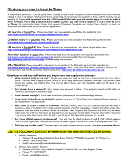 Obtaining Your Visa - Cross
