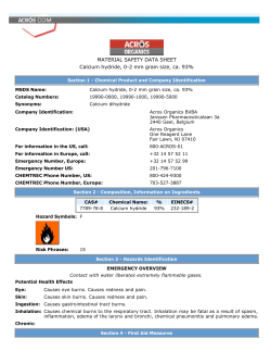 MATERIAL SAFETY DATA SHEET Calcium hydride, 02 mm