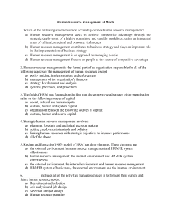 Human Resource Management at Work 1. Which of the following
