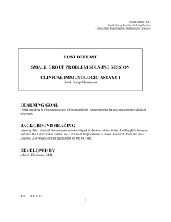 host defense small group problem solving session clinical