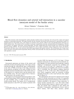 Blood flow dynamics and arterial wall interaction in a saccular