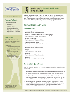 Teacher`s Guide: Breakfast (Grades 3 to 5)