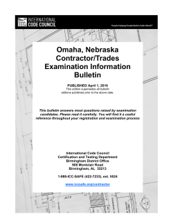 Omaha, Nebraska Contractor/Trades Examination Information Bulletin