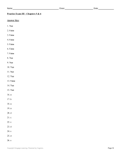 Answer Key 1. True 8. True 9. True 10. True 11. True 12. True 13