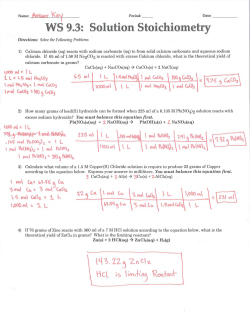 Ws 9 9,0 Solution Stoichiometry