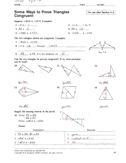 Some Ways to Prove Triangles Congruent