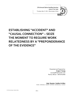 ESTABLISHING &ldquo;ACCIDENT&rdquo; AND &ldquo;CAUSAL CONNECTION