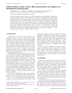 Cobalt&ndash;benzene cluster anions: Mass spectrometry and negative