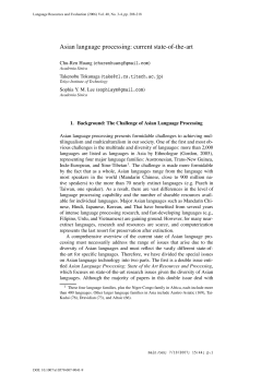 Asian language processing: current state-of-the-art