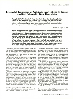 Intrafamilial Transmission of Helicobacter pylori Detected by