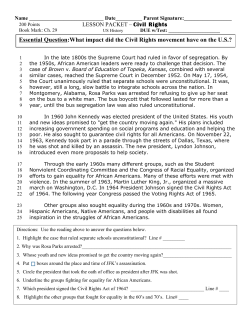 Essential Question:What impact did the Civil Rights movement have