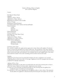 1 Guide to Writing a Thesis in English (M.A. and M.S. Degrees
