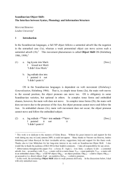 Scandinavian Object Shift: The Interface between Syntax