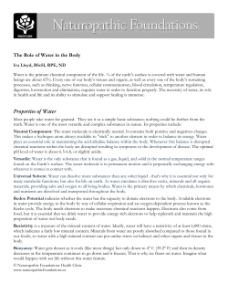 The Role of Water in the Body Properties of Water