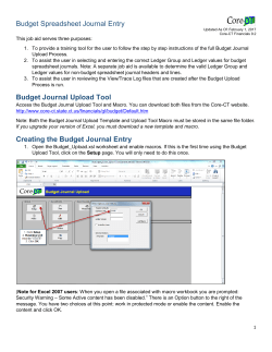 Budget Spreadsheet Journal Entry - Core-CT