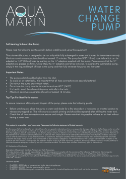 Self-Venting Submersible Pump Please read the following points