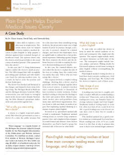 Plain English Helps Explain Medical Issues Clearly: A Case Study