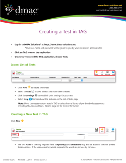 Creating a Test in TAG