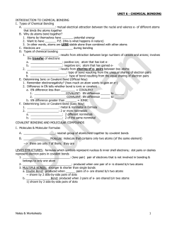 UNIT 6 - CHEMICAL BONDING