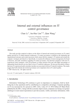 Internal and external influences on IT control governance