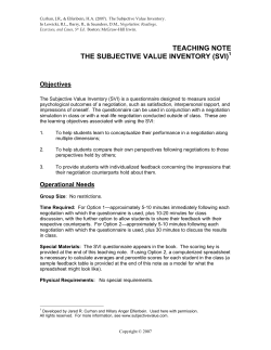 teaching note the subjective value inventory (svi)