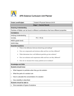 APS Science Curriculum Unit Planner