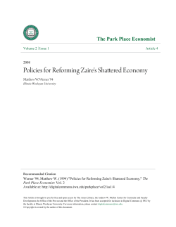Policies for Reforming Zaire`s Shattered Economy