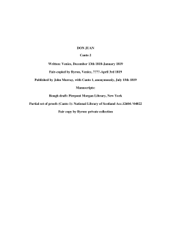 DON JUAN Canto 2 Written: Venice, December 13th 1818