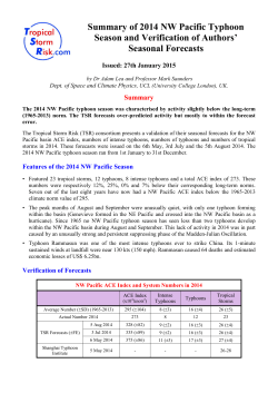 Summary of 2014 NW Pacific Typhoon Season and Verification of