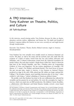 A TPQ Interview: Tony Kushner on Theatre, Politics