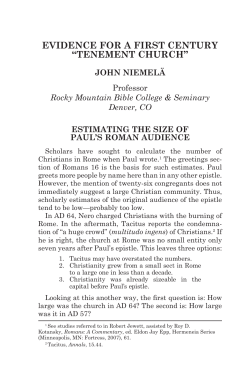 Evidence For A First Century “Tenement Church”