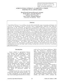 AGRICULTURAL LITERACY - Journal of Agricultural Education