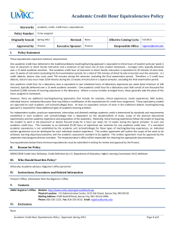 Academic Credit Hour Equivalencies Policy