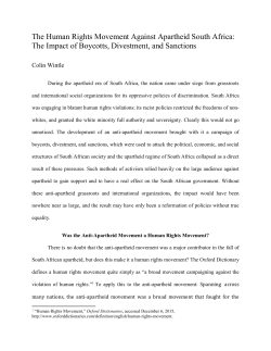 The Human Rights Movement Against Apartheid South Africa: The