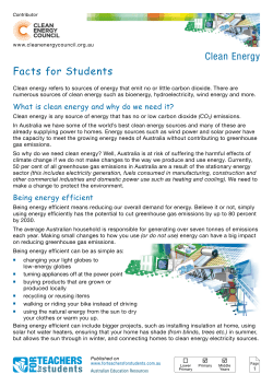 Facts for Students - Clean Energy