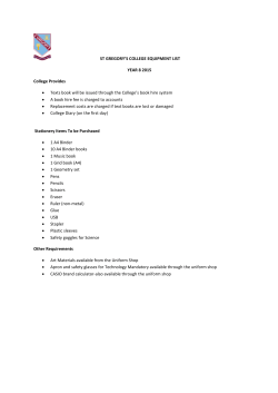 ST GREGORY`S COLLEGE EQUIPMENT LIST YEAR 8 2015