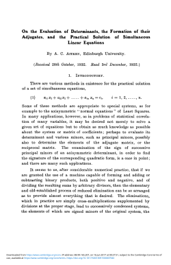 On the Evaluation of Determinants, the Formation of their Adjugates