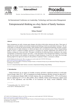 Entrepreneurial Thinking as a Key Factor of Family Business