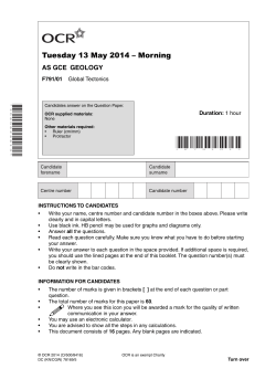 Question paper - Unit F791/01 - Global tectonics