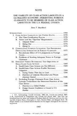 THE VIABILITY OF CLASS ACTION LAWSUITS IN A GLOBALIZED