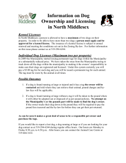 Dog License Application - Municipality of North Middlesex