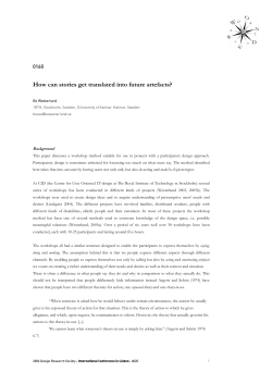 How can stories get translated into future artefacts?