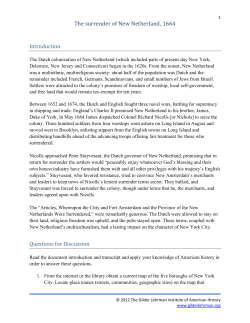 The surrender of New Netherland, 1664 Introduction
