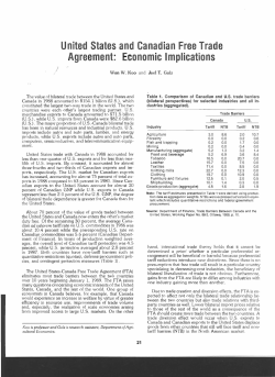 United States and Canadian Free Trade Agreement: Economic
